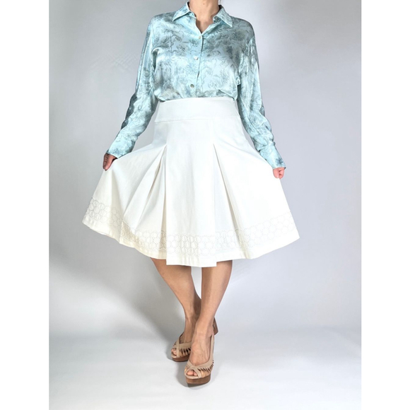 Women´s St. John Sport White Pleated Lace Trim Skirt Size 6,Specials : American Fashion Style Bags On Sale
